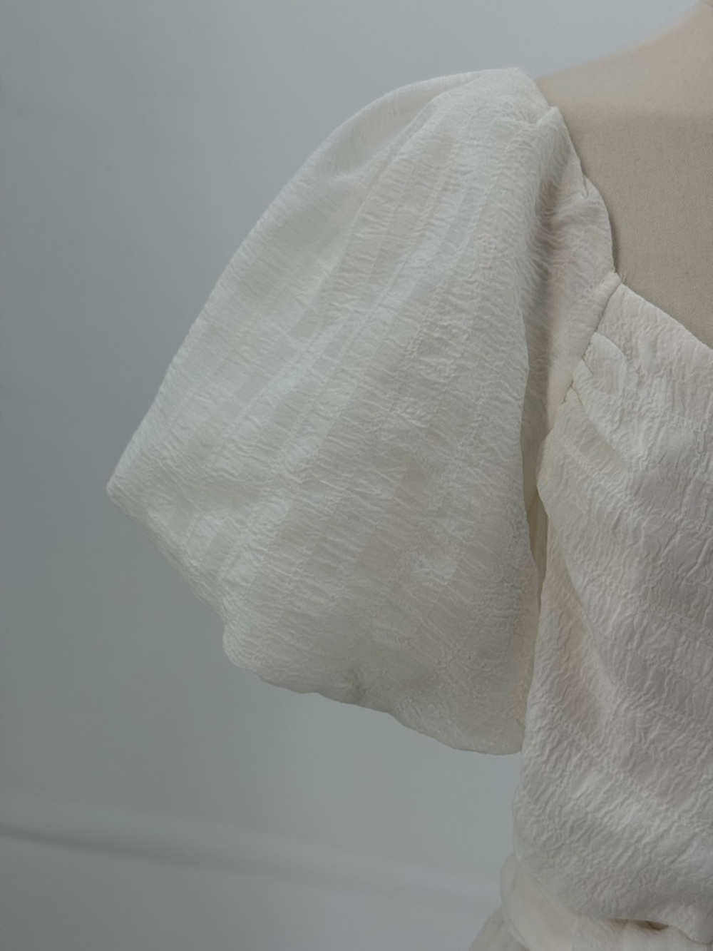 ASTR The Label White Puff Sleeve Midi Romantic Tiered Summer Dress, Square Neck - Picture 7 of 16